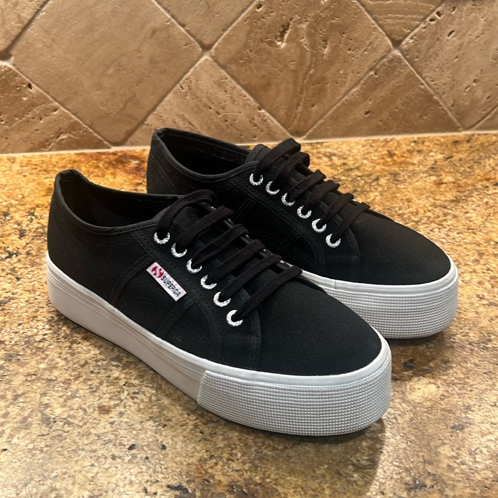 Superga Women's Black Platform Sneakers